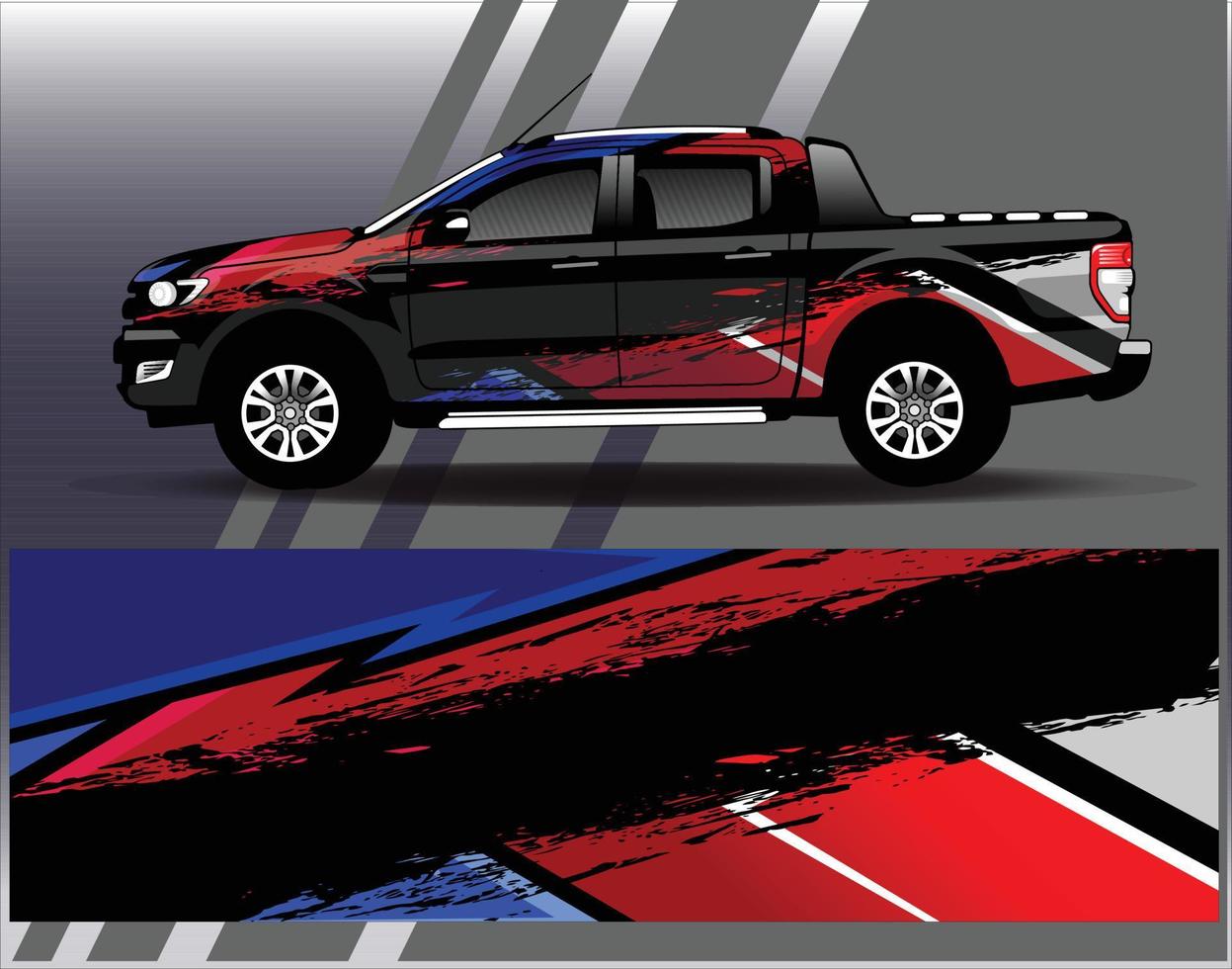 Car wrap design vector. Graphic abstract stripe racing background kit designs for wrap vehicle  race car  rally  adventure and livery vector