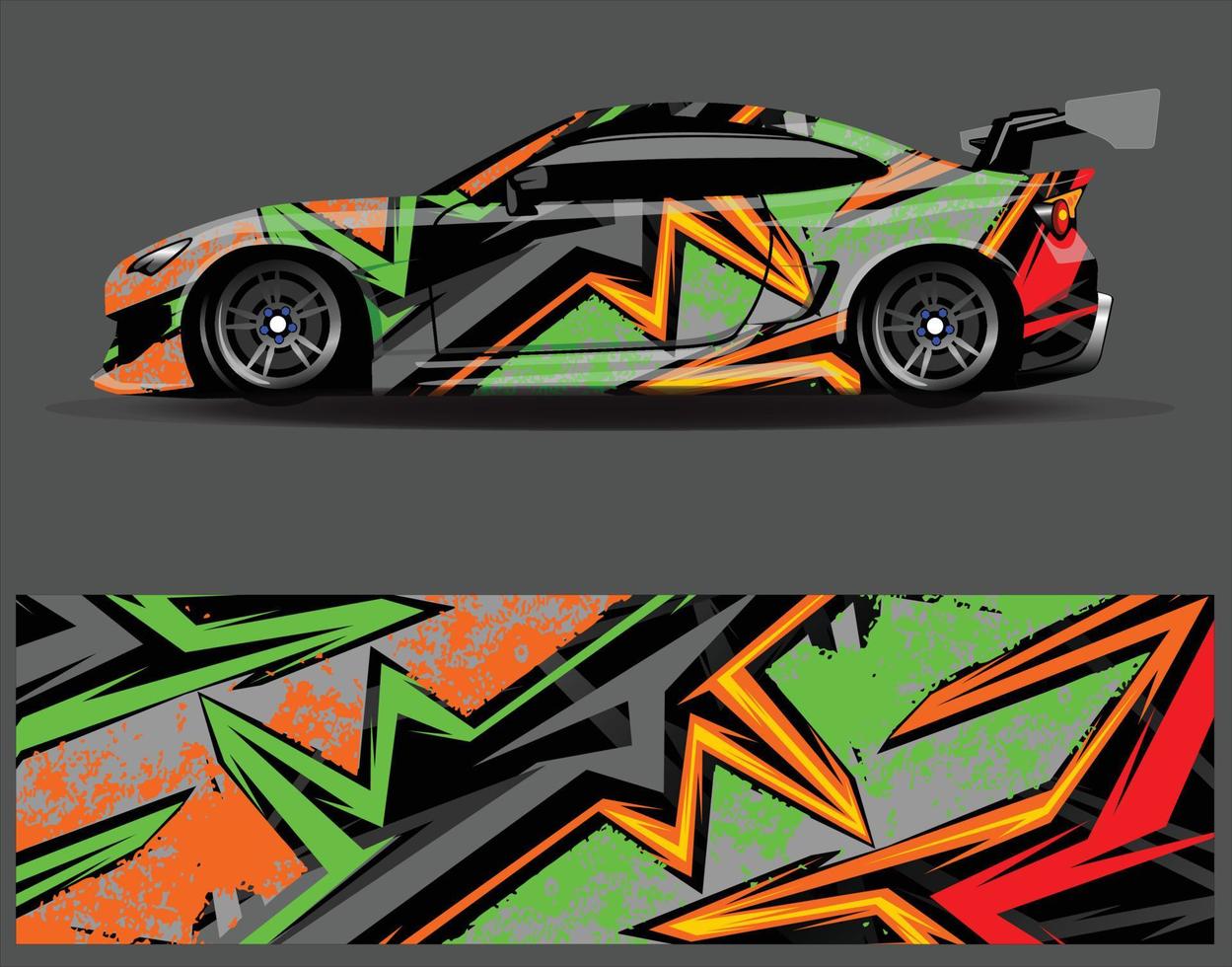 Diseños de fondo de carreras de rayas abstractas gráficas para aventuras de carreras de rally de vehículos y librea de carreras de autos vector