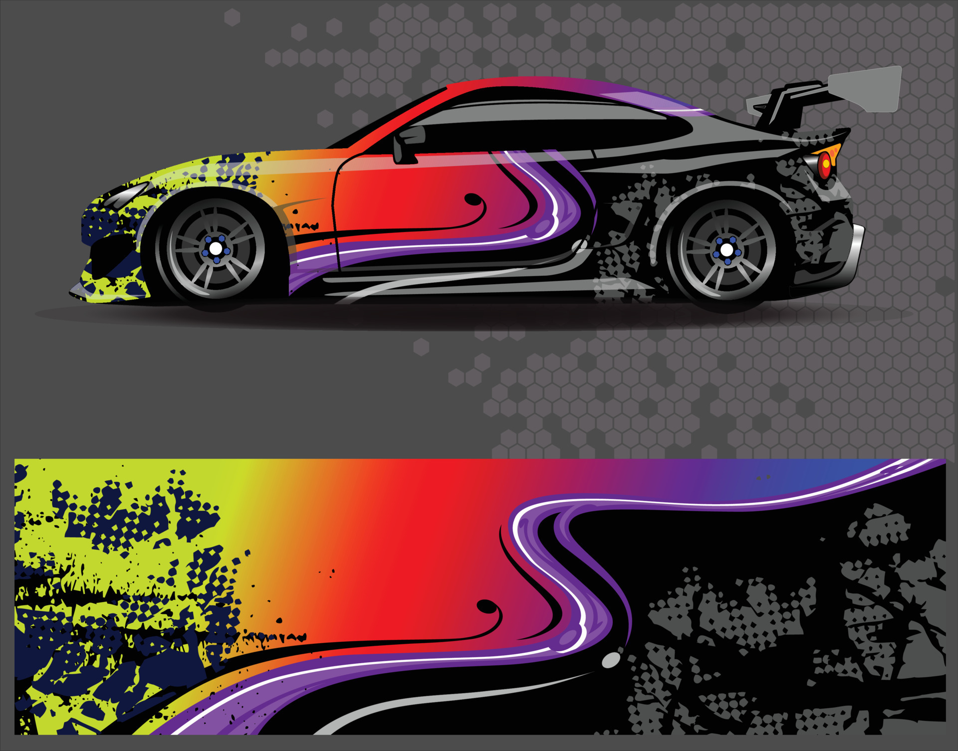 Car wrap decal graphics. Abstract eagle stripe grunge racing and sport