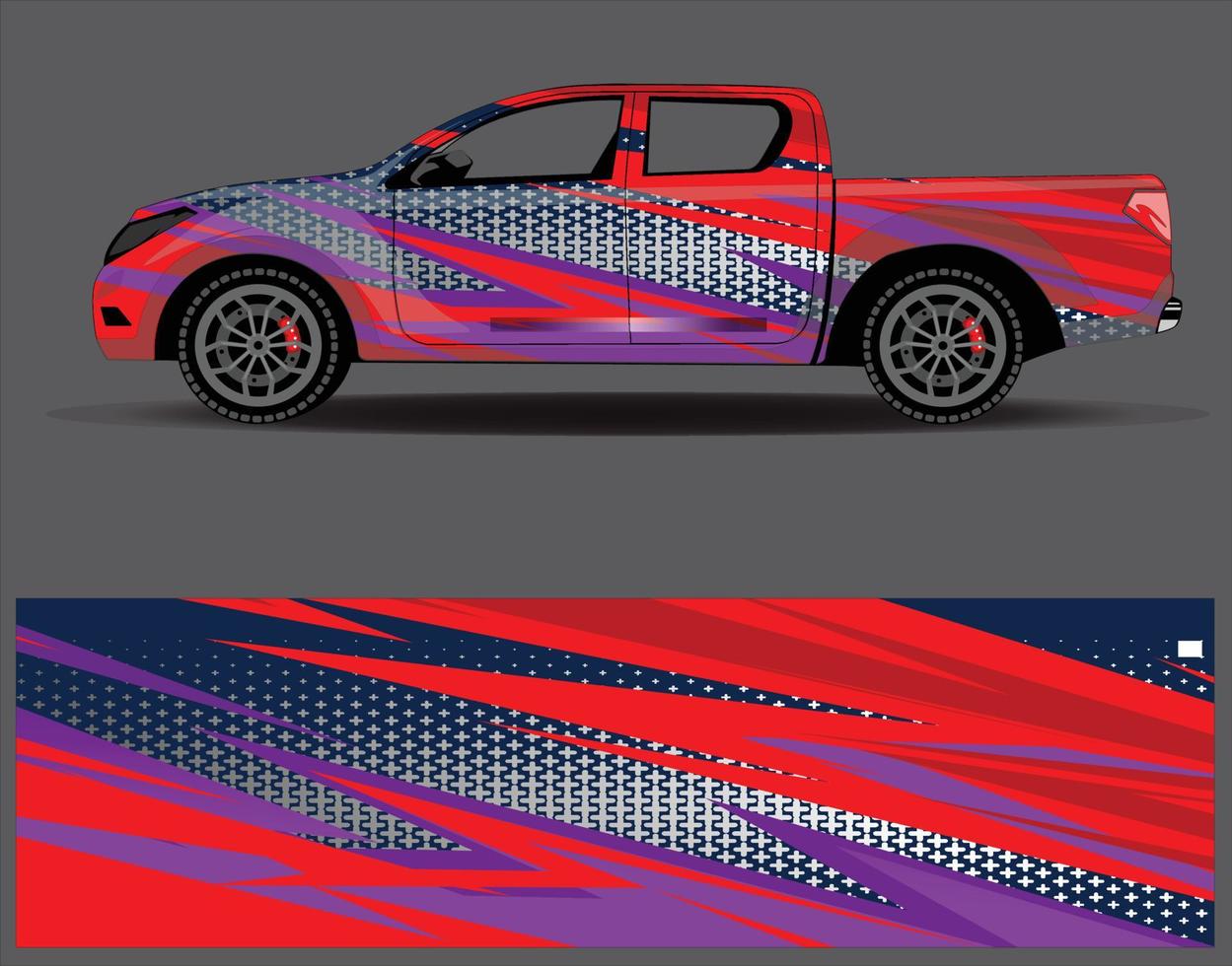 Car wrap design vector. Graphic abstract stripe racing background kit designs for wrap vehicle  race car  rally  adventure and livery vector