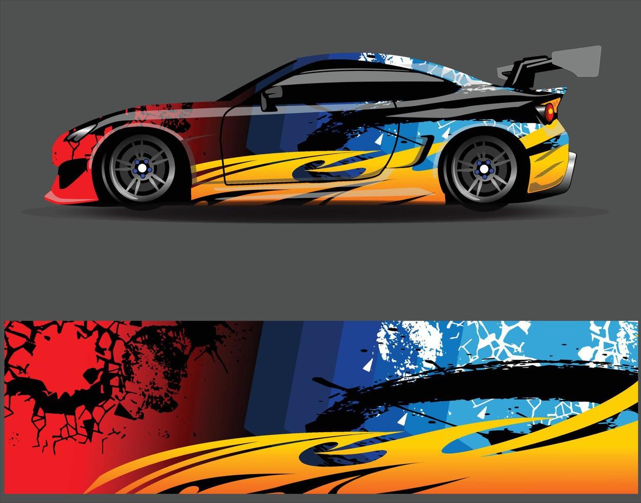 Diseños de fondo de carreras de rayas abstractas gráficas para aventuras de carreras de rally de vehículos y librea de carreras de autos vector