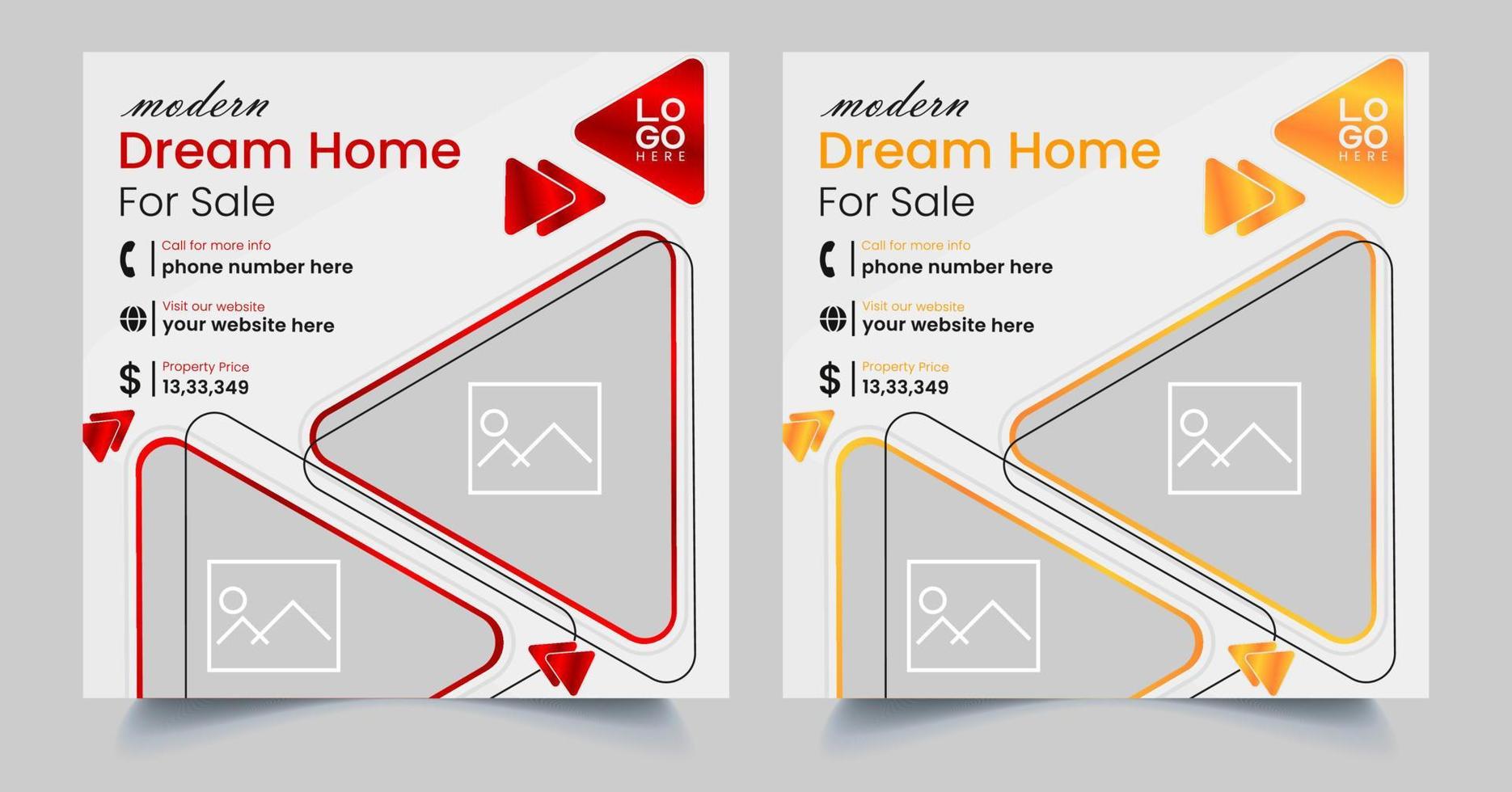 Real Estate Social Media fully editable Post Template, Home Sale Social Media Promotional banner design vector