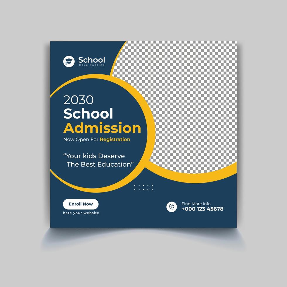 School Admission  Social Media post Template vector