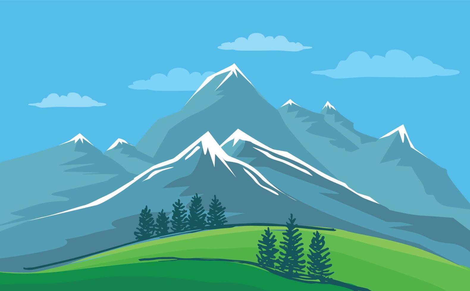paisaje de montaña, ilustración dibujada a mano vector