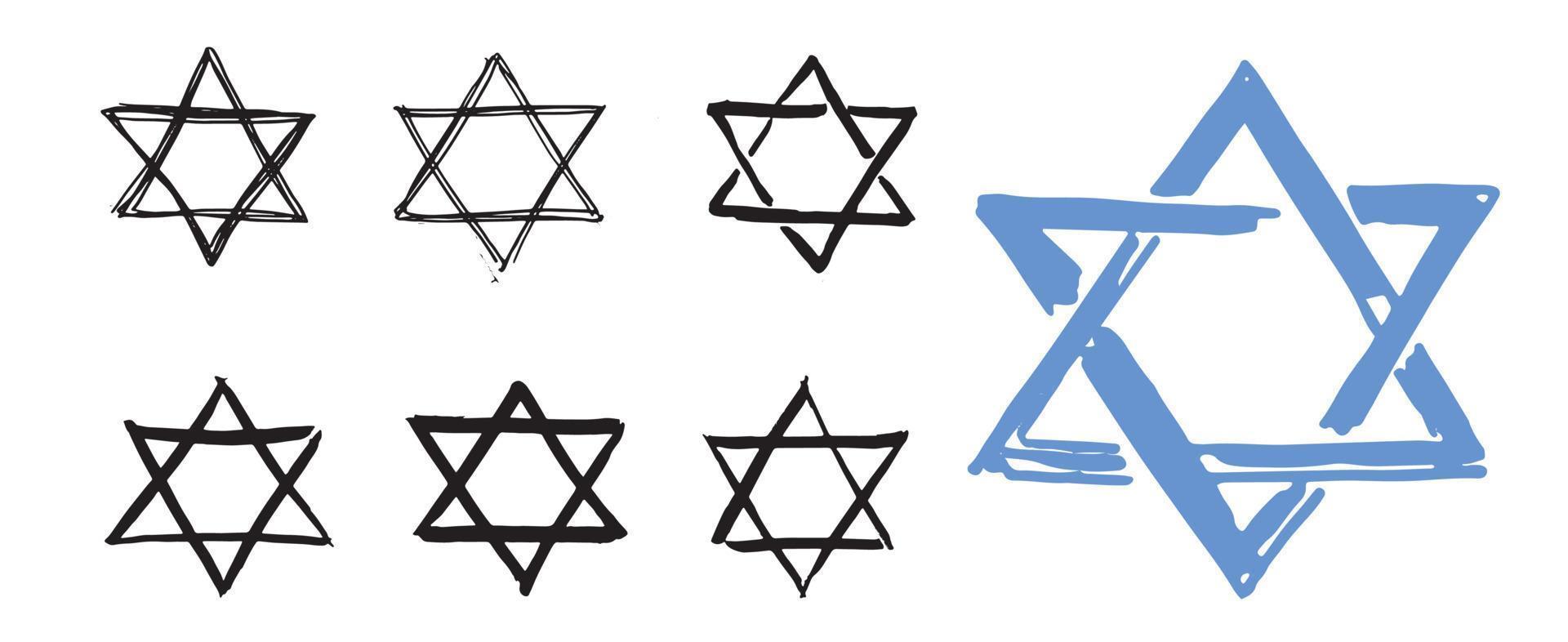 Star set of David. Hand-drawn style. Vector. vector