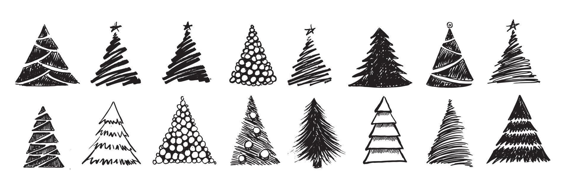 Christmas tree hand drawn illustrations. Vector. vector