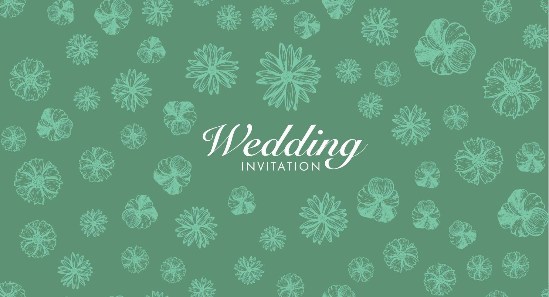 Wedding invitation. Flowers pattern Hand-drawn. Vector. vector