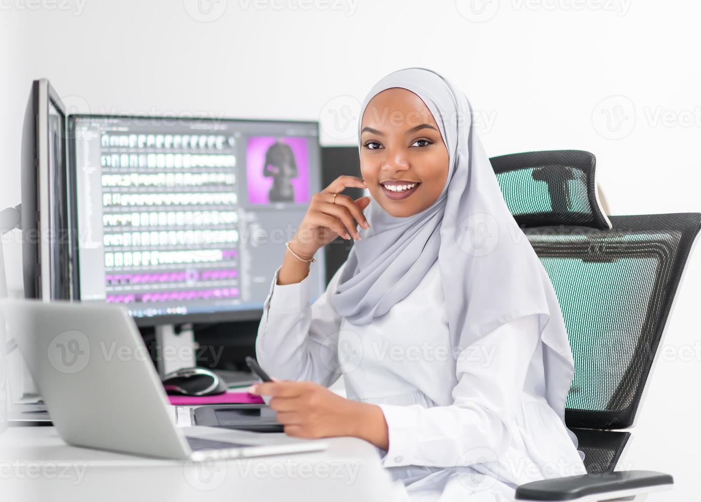 afro american modern  muslim woman photo