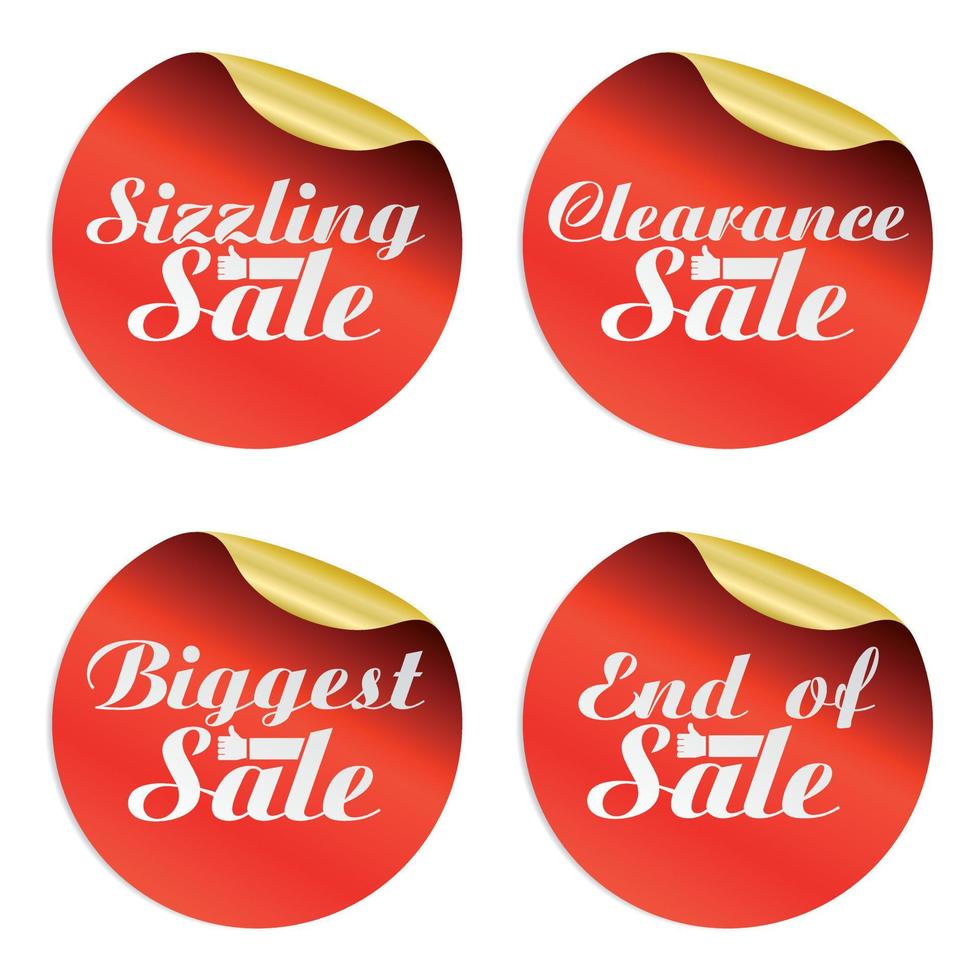 Red sale stickers set sizzling,clearance,biggest,end of with hands best choice vector