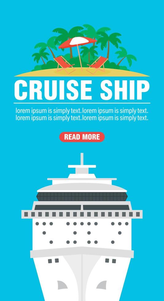 Cruise ship. Time to travel concept design flat banner vector