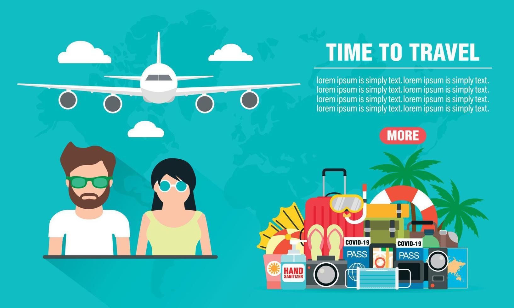 Time to travel concept design flat banners set. Around the world vector