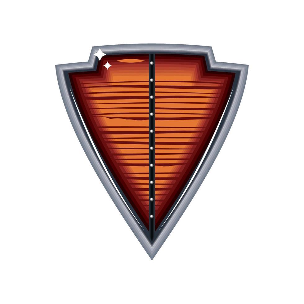 metal and wood shield vector
