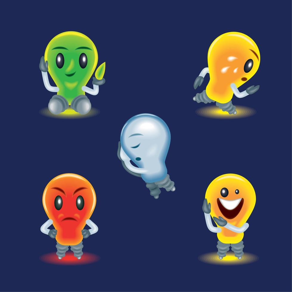 icons light bulbs cartoon vector