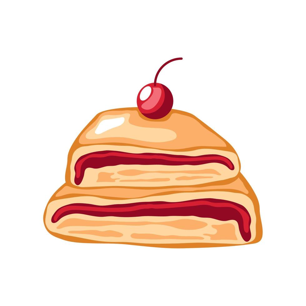 rebanada de pastel y fruta vector