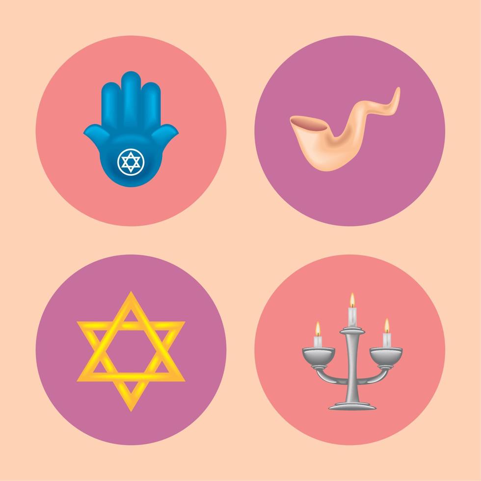icons collection rosh hashanah vector