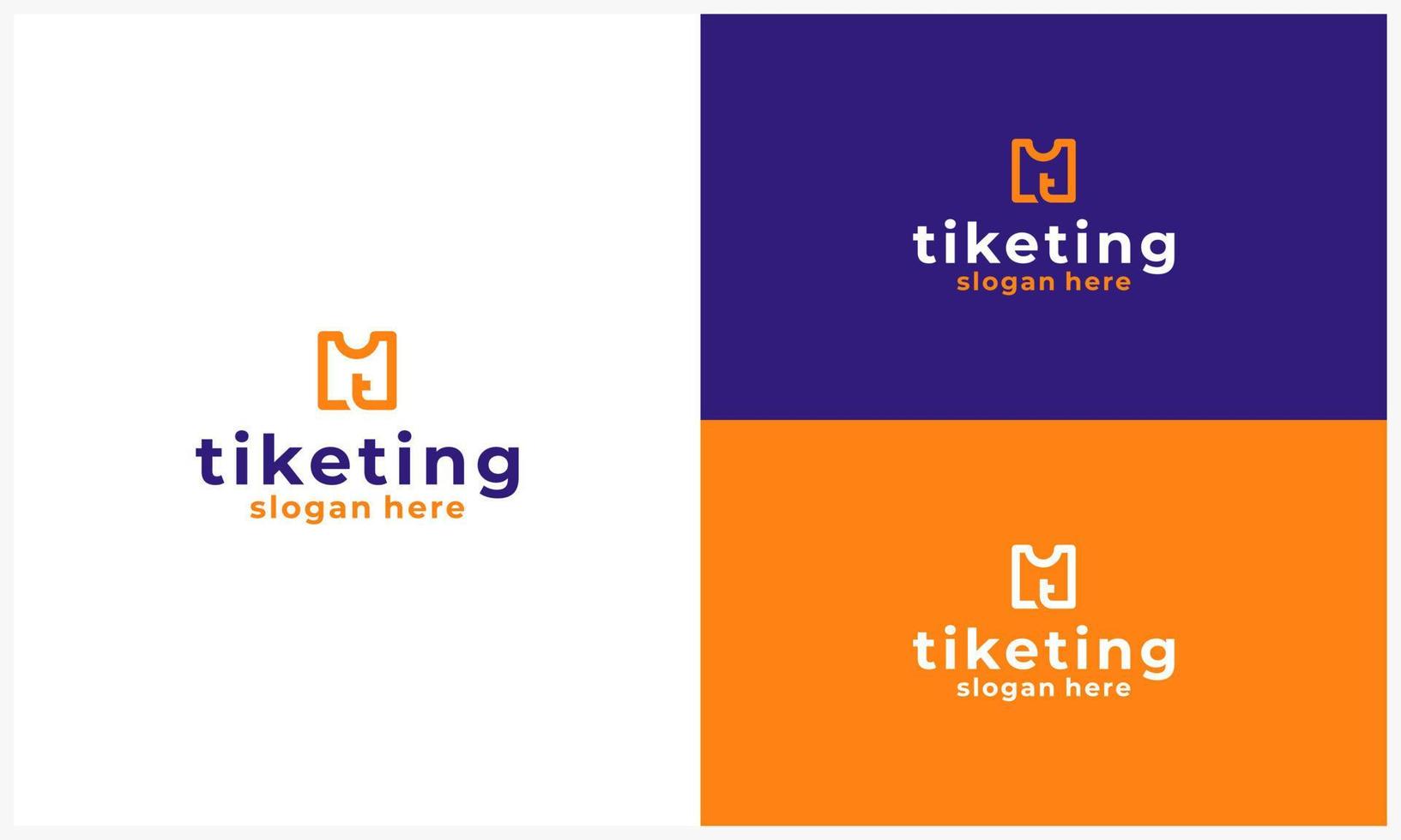 Line Art Ticket with T Initial letter logo design template simple ticket symbol vector
