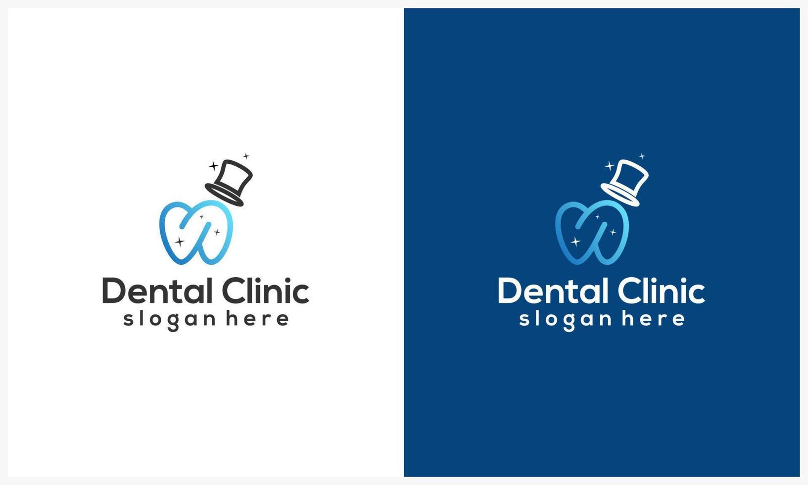 line art tooth logo design template with magic symbol, simple dental logo icon vector