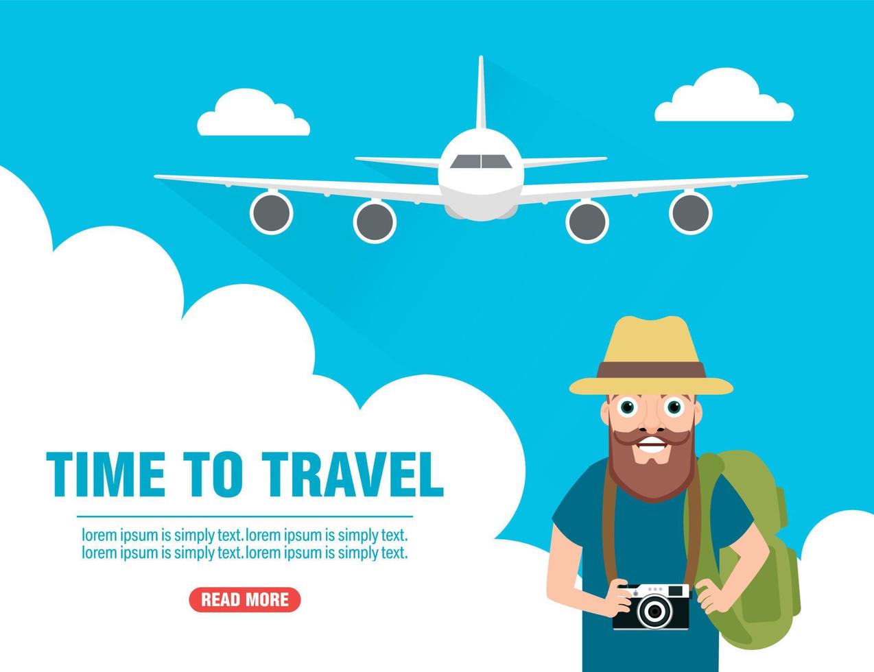 Time to travel concept design flat with traveler vector