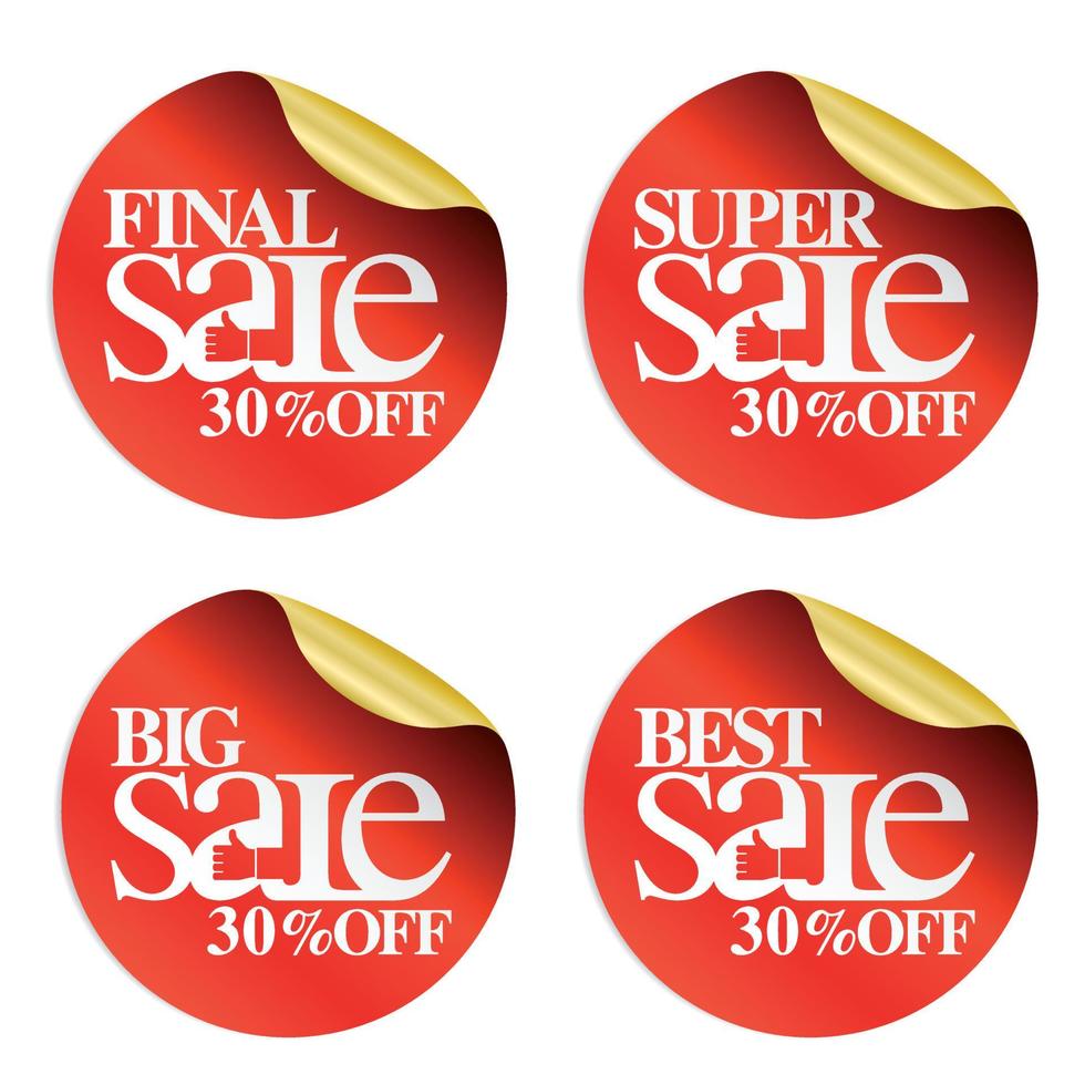 Red sale stickers final,super,big,best 30 percent off vector