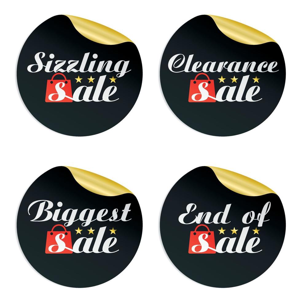 Black gold stickers sizzling,clearance,biggest,end of with red package vector