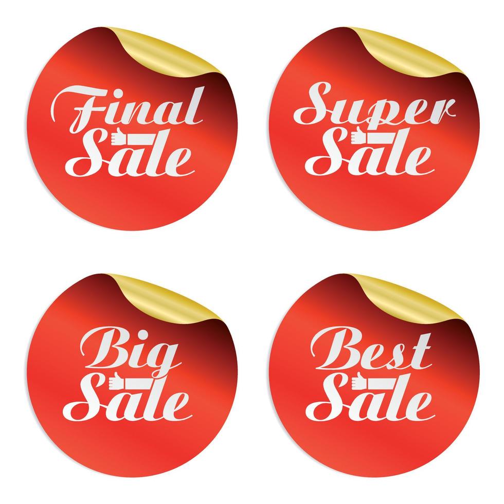 Red sale stickers set final,super,big,best with hands best choice vector