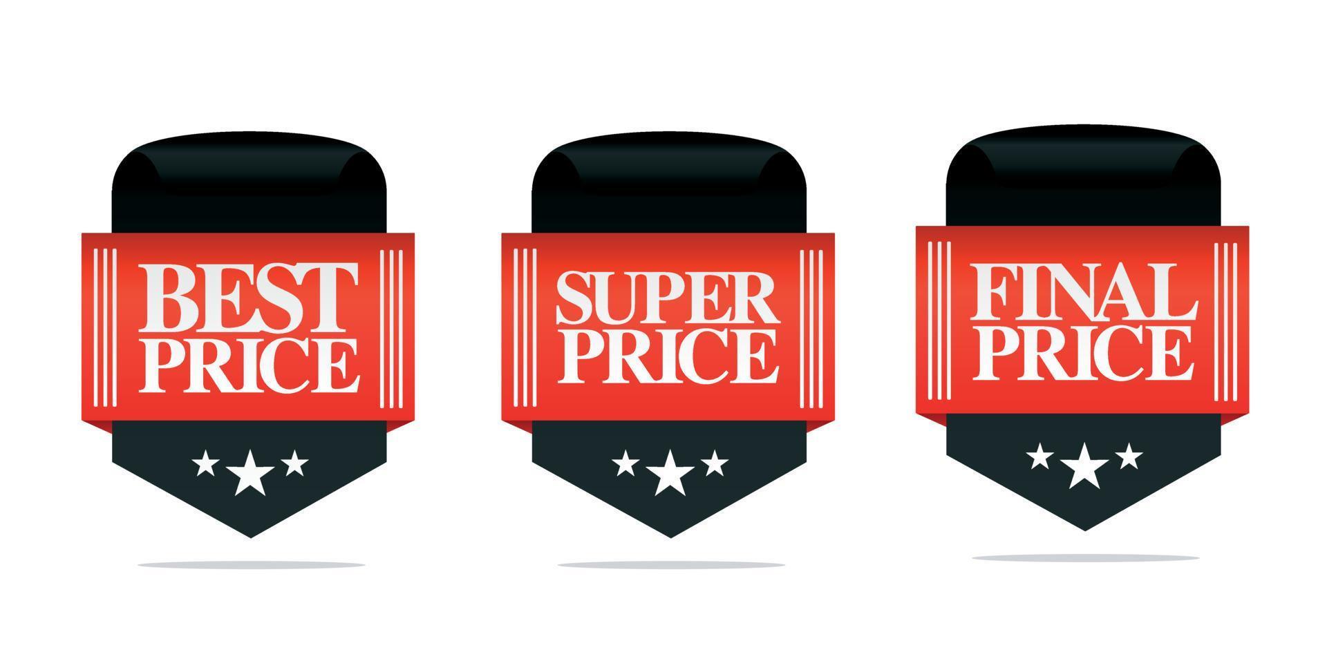 Set of sale badges, best price, super price, final price vector