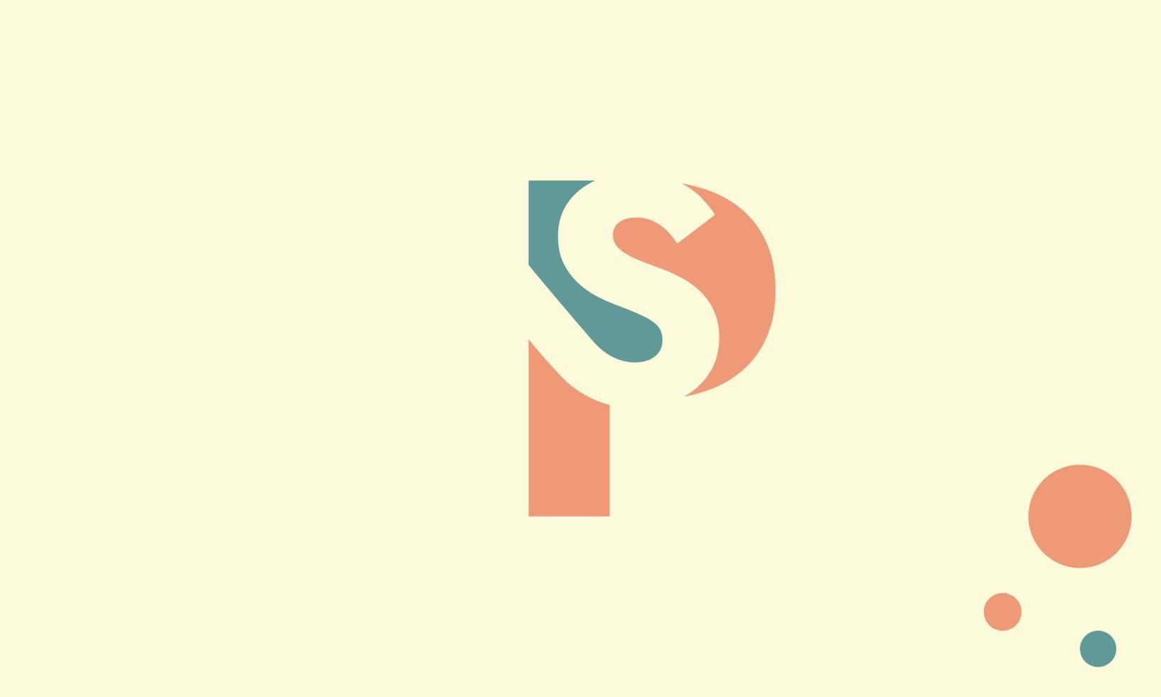 Alphabet letters Initials Monogram logo SP, PS, S and P vector