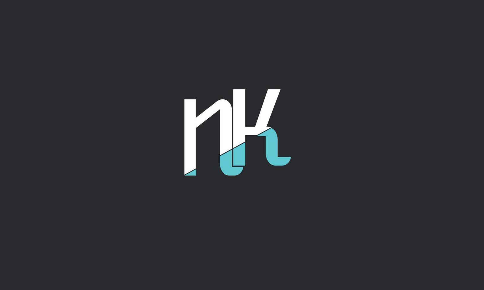 alfabeto letras iniciales monograma logo nk, kn, n y k vector