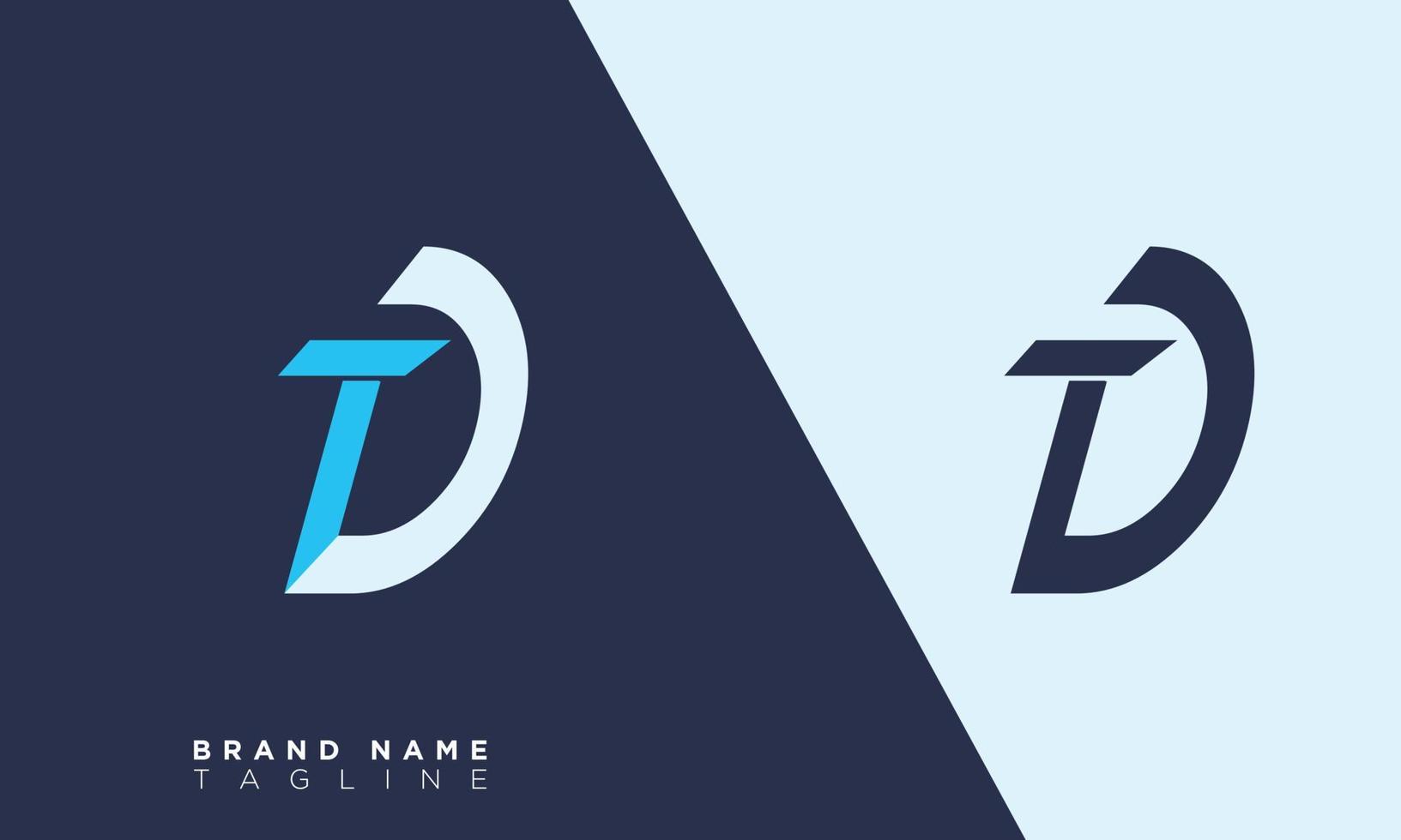 alfabeto letras iniciales monograma logo td, dt, t y d vector