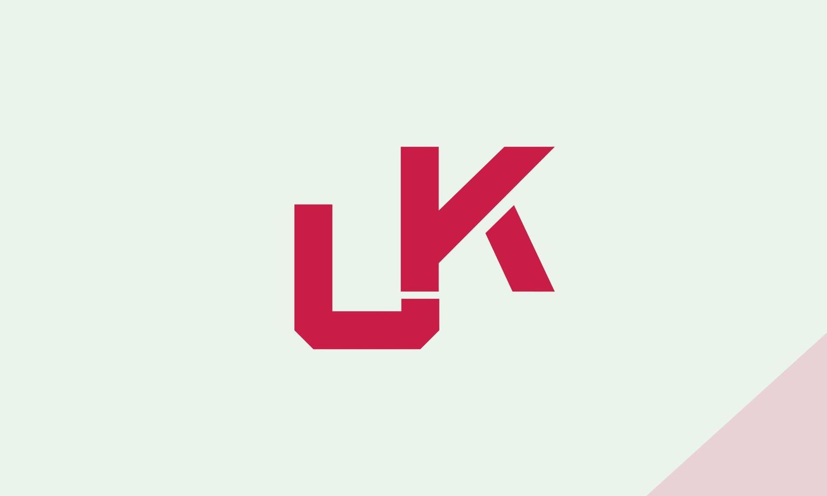 Alphabet letters Initials Monogram logo UK, KU, U and K vector