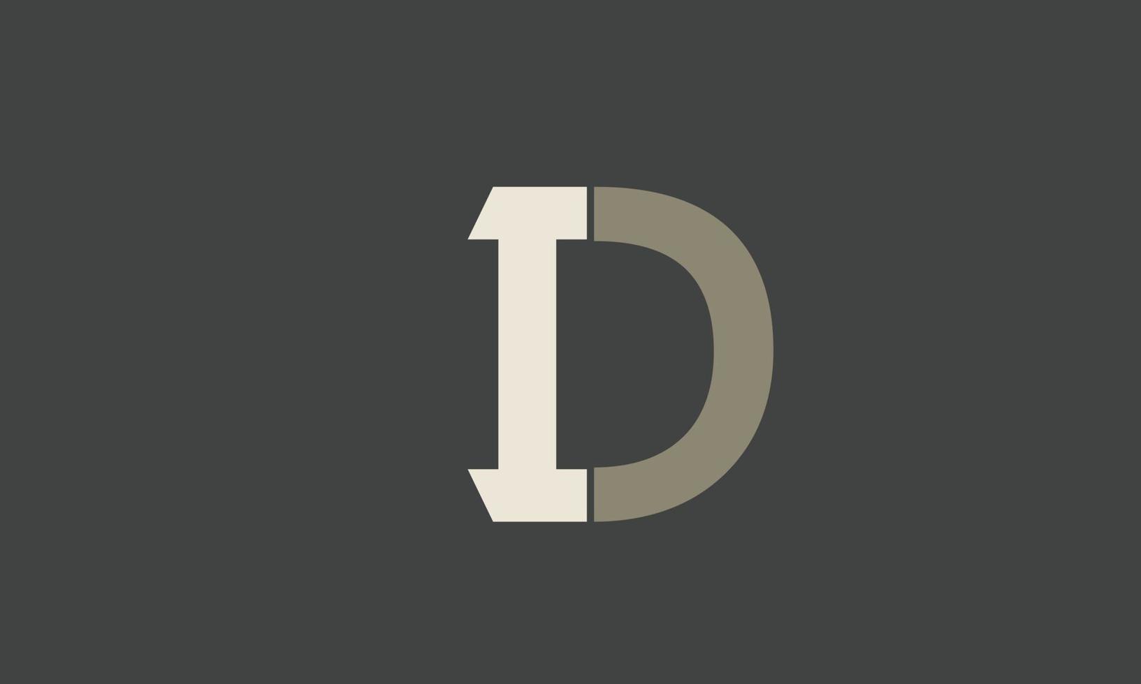 alfabeto letras iniciales monograma logo id, di, i y d vector