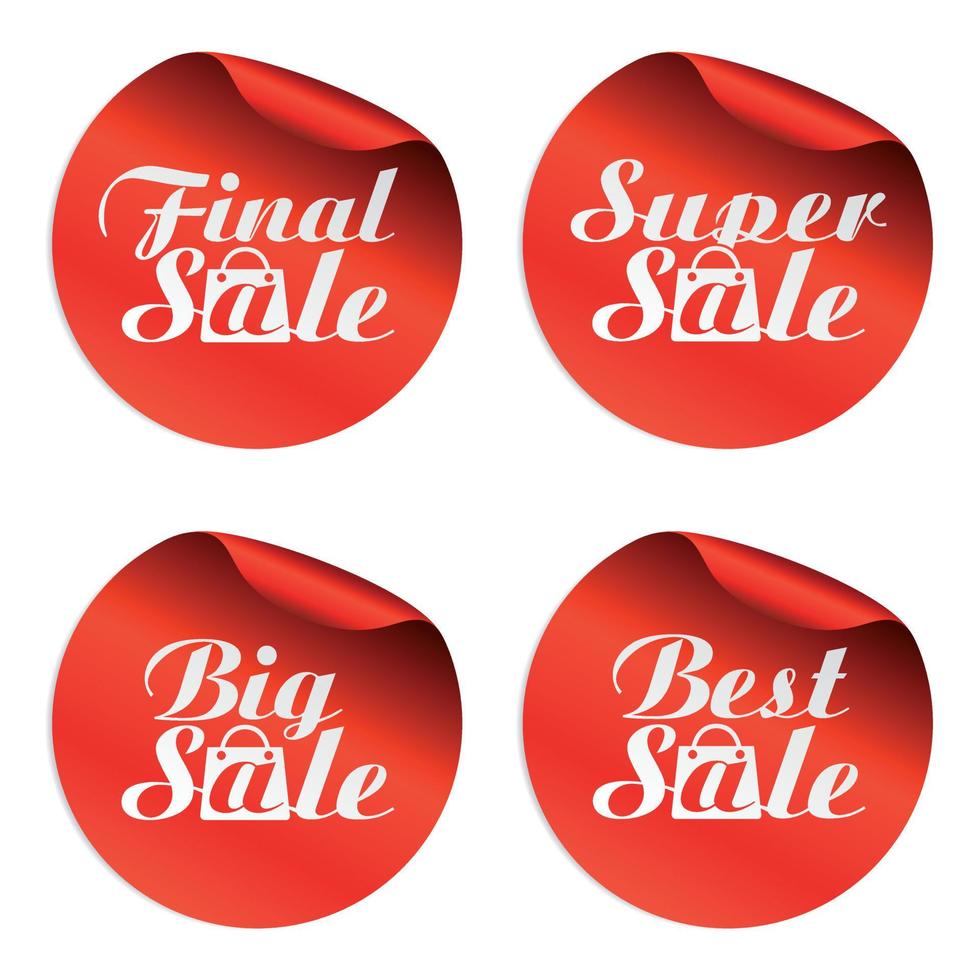 Red sale stickers final,super,big,best with bag vector