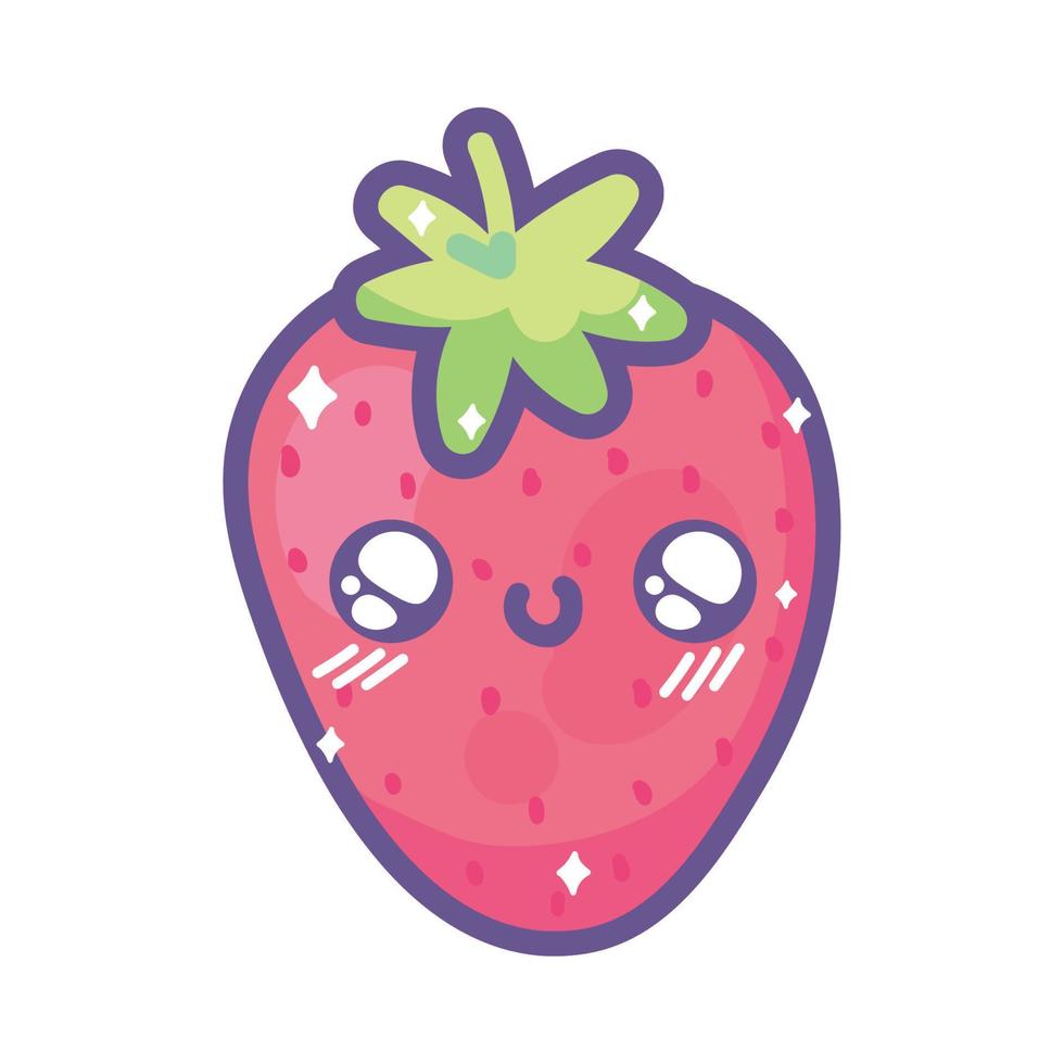 strawberry kawaii fruit vector