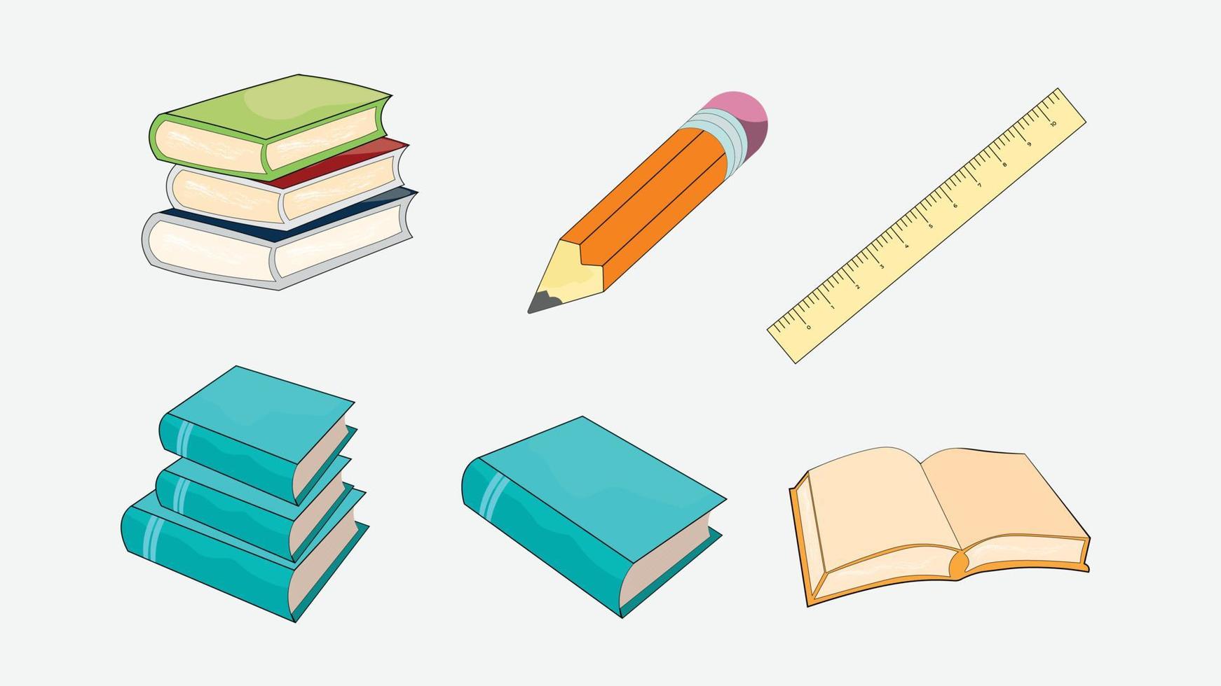 School elements set vector illustration