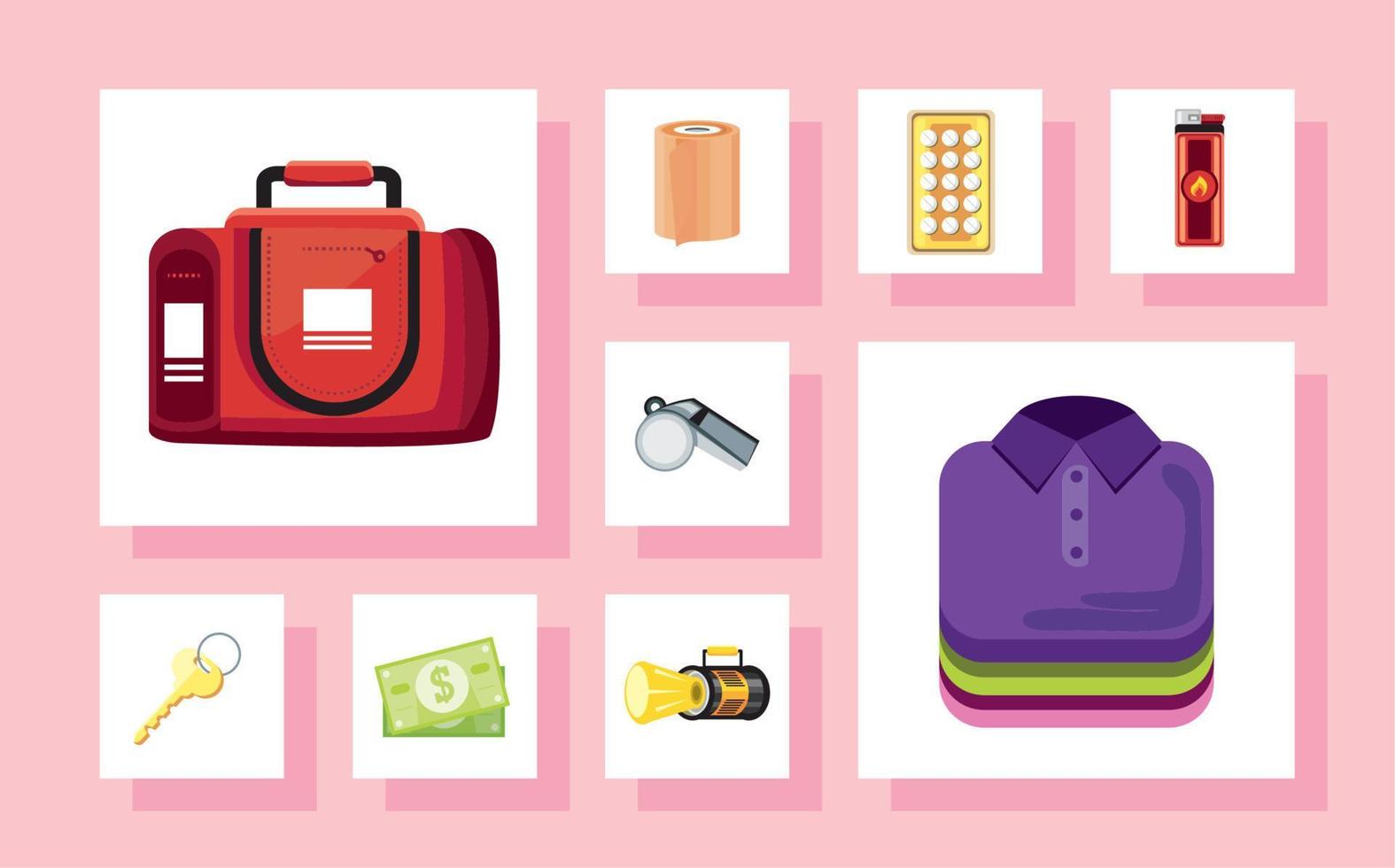 icons survival kit vector