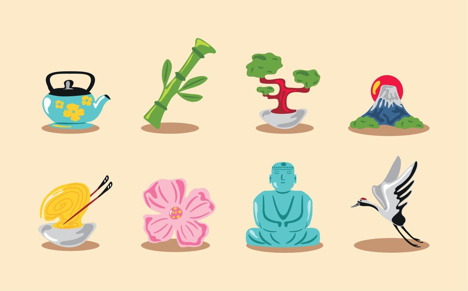 set of japanese culture vector