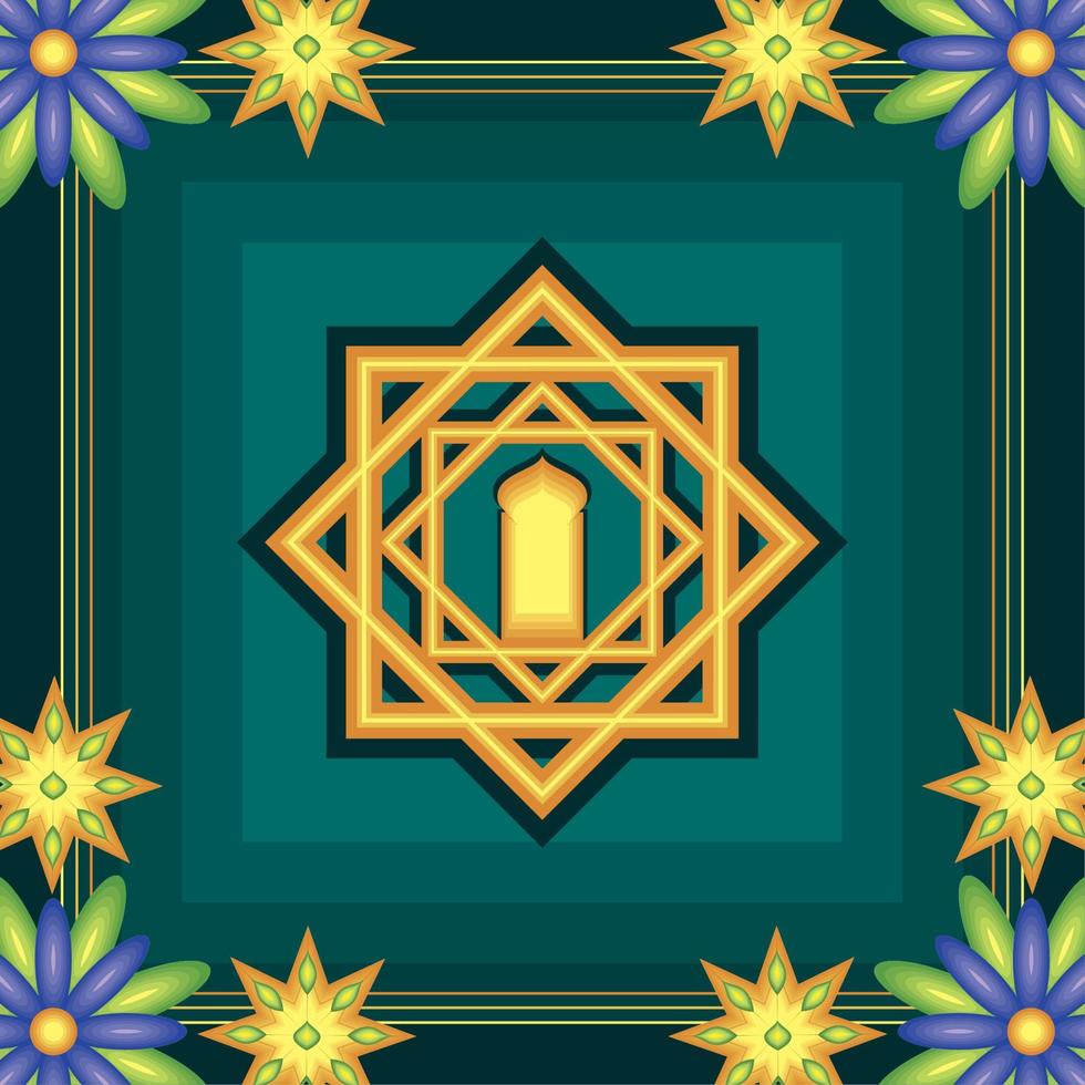 islamic ornament and flowers vector