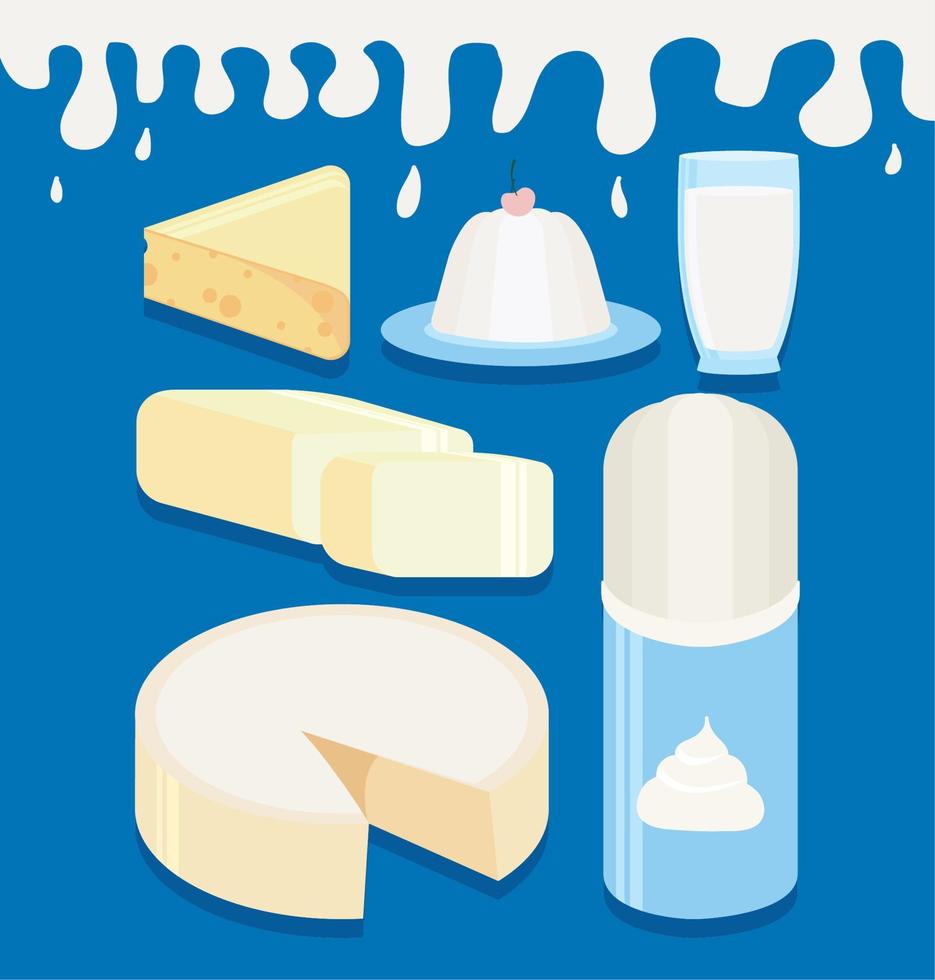 icons milk products vector