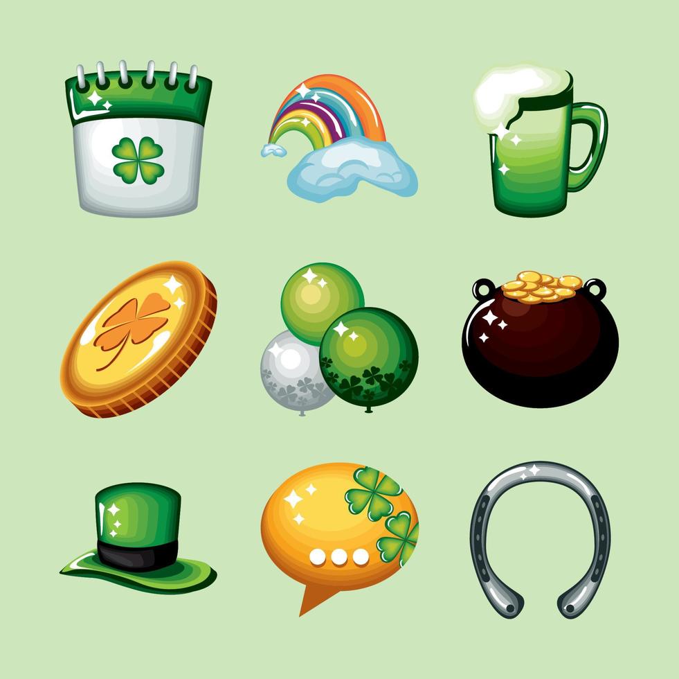 st patricks day icons vector