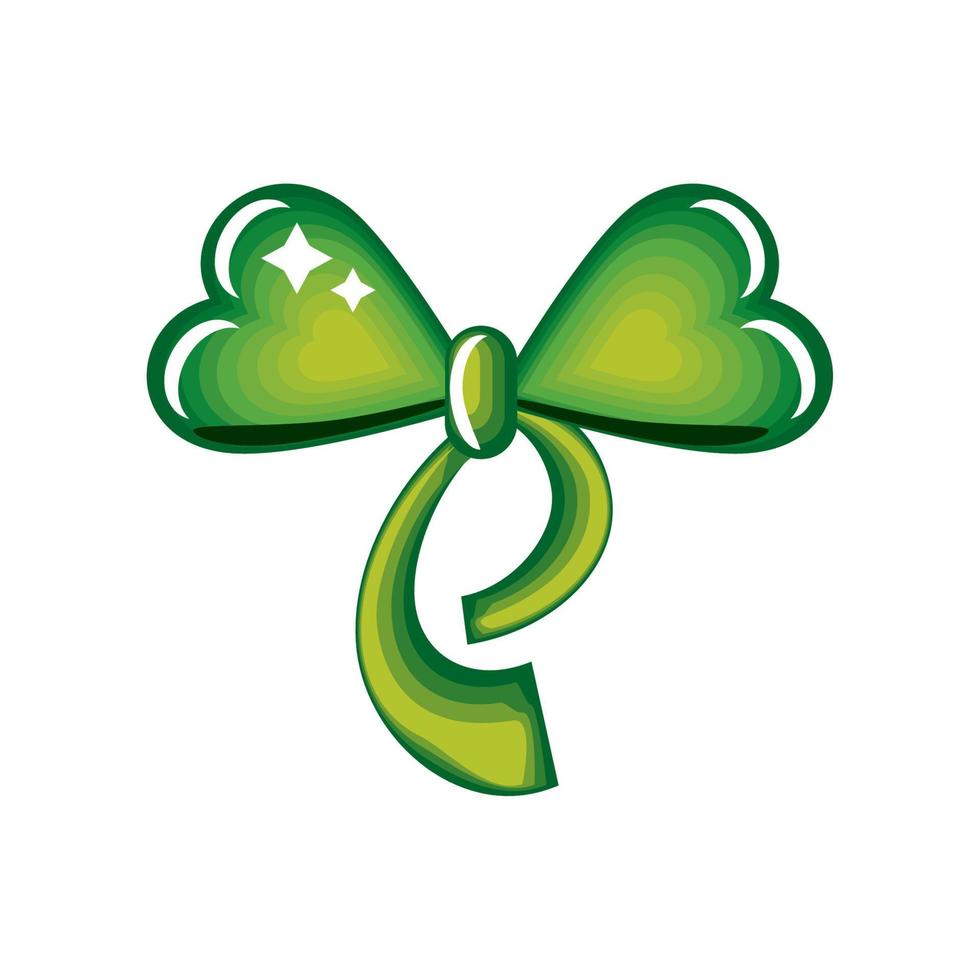 green gift bow shiny vector