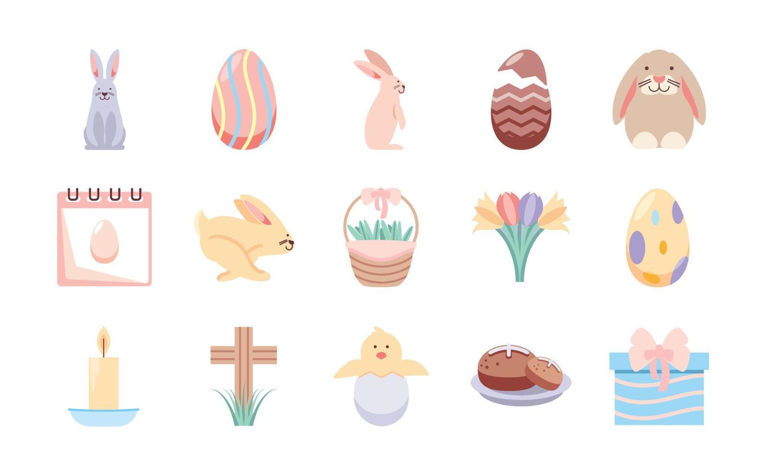 happy easter icons vector