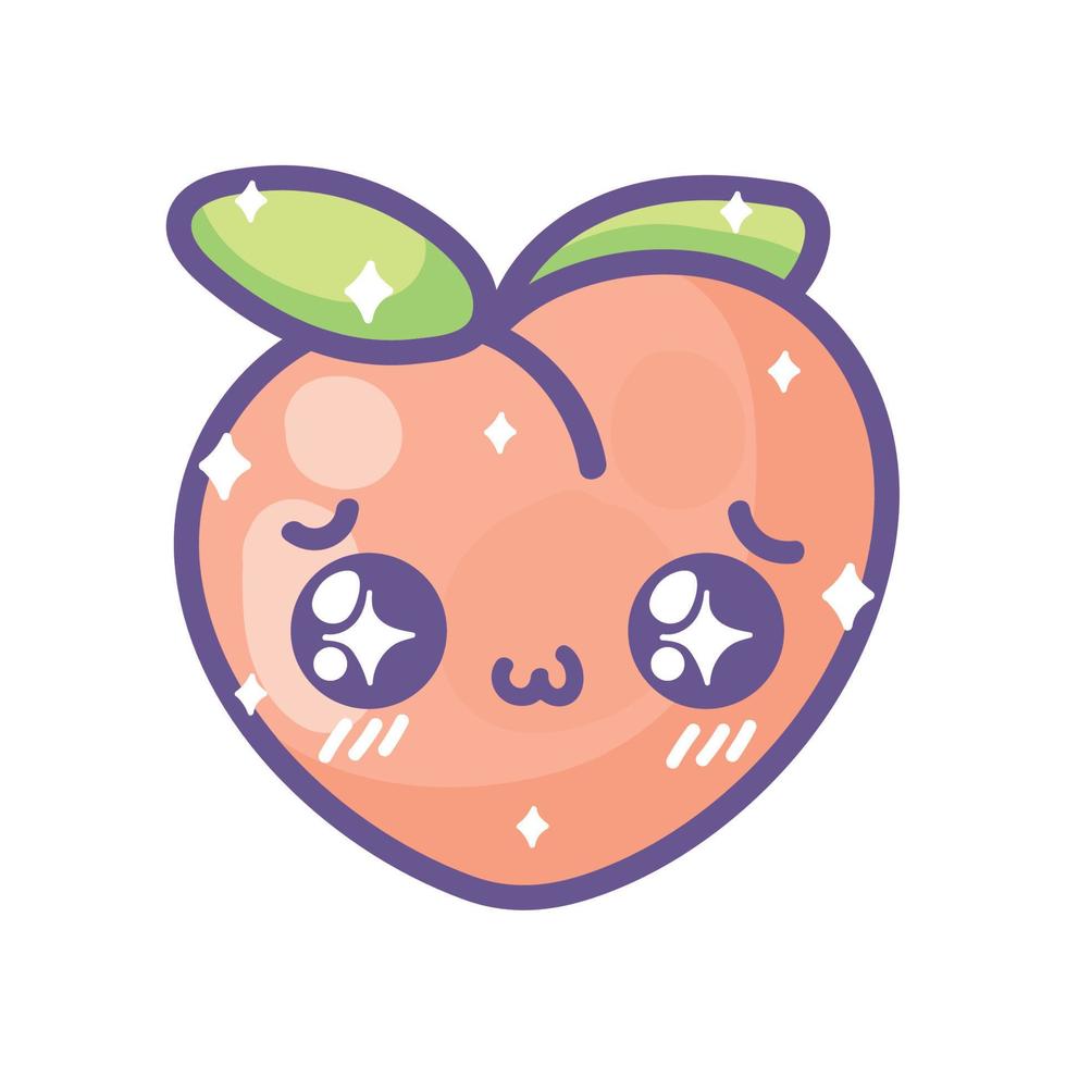 peach kawaii fruit vector