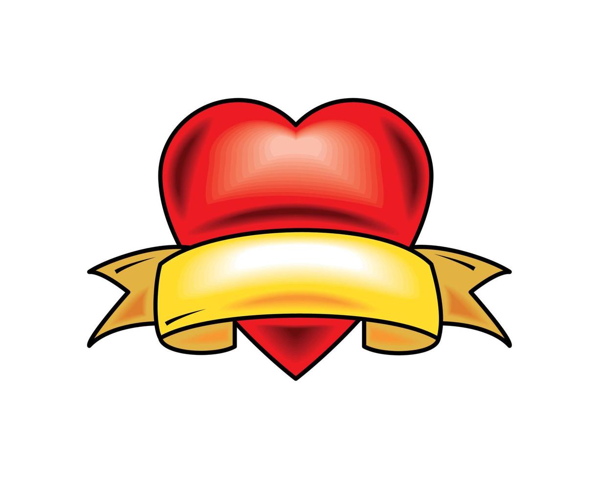 heart and ribbon tattoo vector