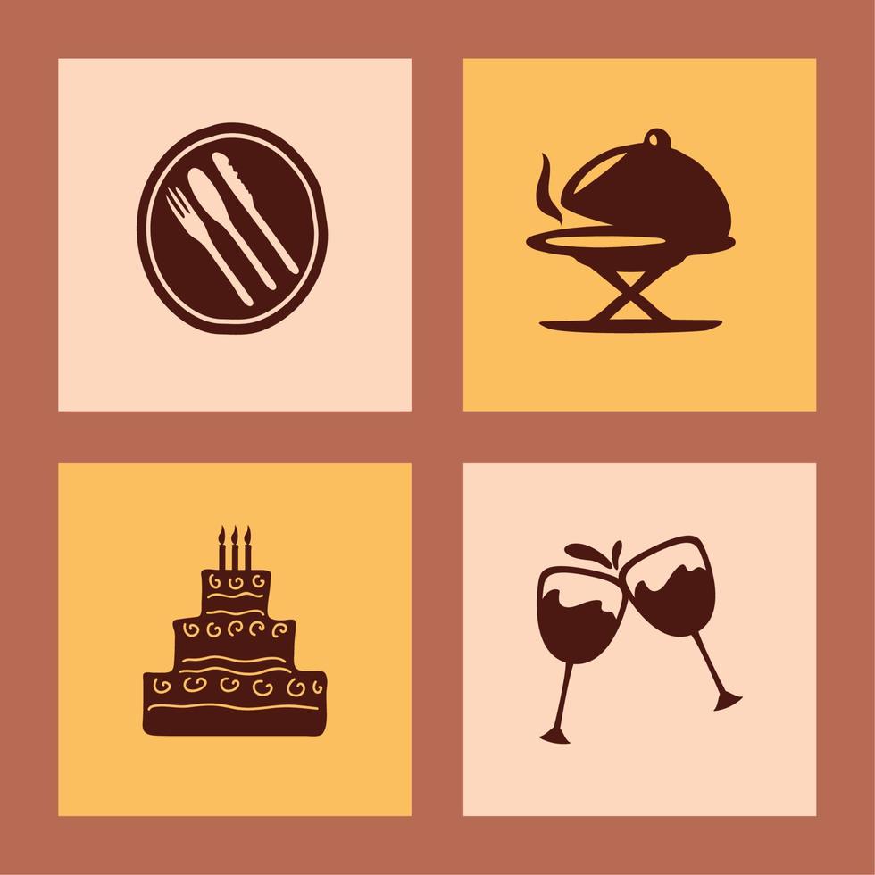 icons set catering vector