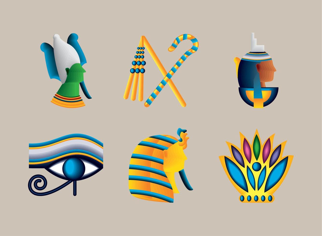 iconos egipto cultura vector