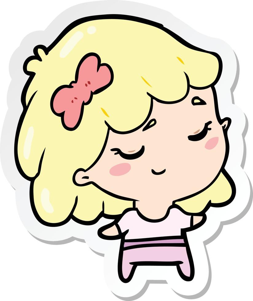 sticker of a cartoon happy girl vector