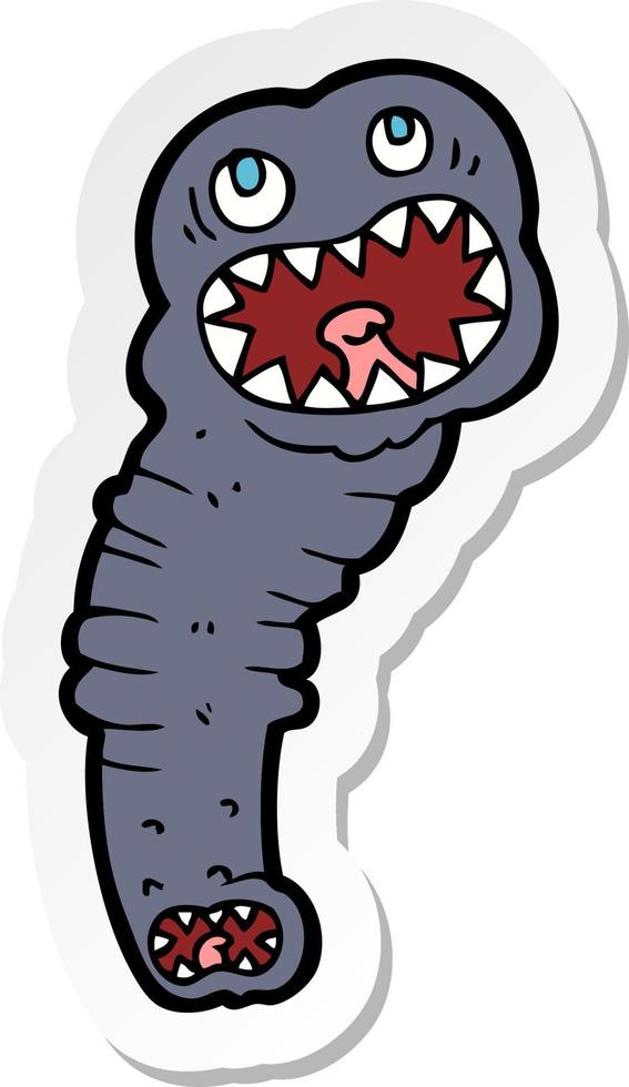 sticker of a cartoon leech vector