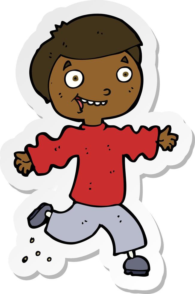 sticker of a cartoon excited boy vector