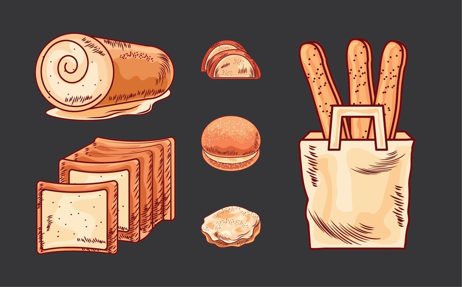 set different breads vector
