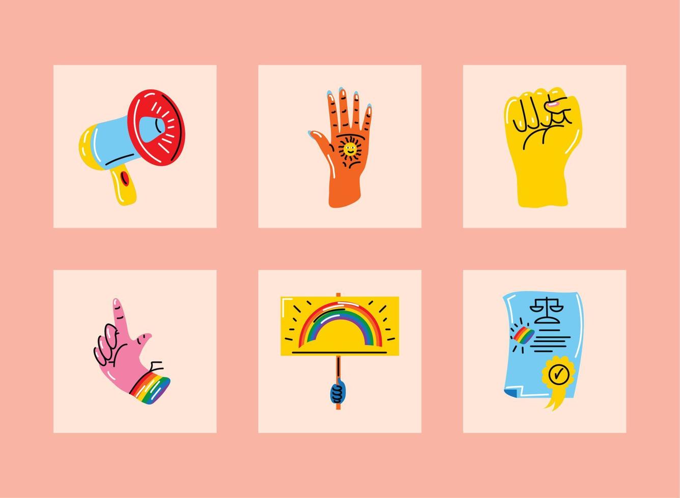 LGBT icons set vector